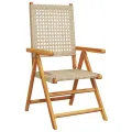Chaises de jardin lot de 2 beige bois massif d'acacia et rotin