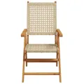 Chaises de jardin lot de 2 beige bois massif d'acacia et rotin