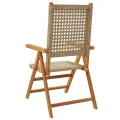 Chaises de jardin lot de 2 beige bois massif d'acacia et rotin