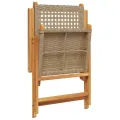 Chaises de jardin lot de 2 beige bois massif d'acacia et rotin