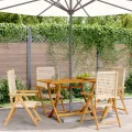 Chaises inclinables de jardin lot de 4 beige rotin bois massif