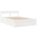 Lit avec tiroirs et matelas blanc 120x200 cm bois massif de pin
