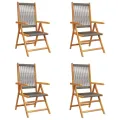 Chaises inclinables de jardin lot de 4 gris bois massif acacia