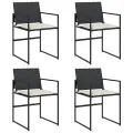 Chaises de jardin lot de 4 avec coussins noir résine tressée