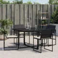 Chaises de jardin lot de 4 avec coussins noir résine tressée