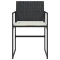 Chaises de jardin lot de 4 avec coussins noir résine tressée