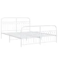 Cadre de lit métal sans matelas et pied de lit blanc 150x200 cm