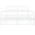 Cadre de lit métal sans matelas et pied de lit blanc 150x200 cm