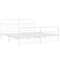 Cadre de lit métal sans matelas et pied de lit blanc 200x200 cm