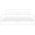 Cadre de lit métal sans matelas et pied de lit blanc 200x200 cm