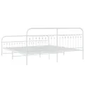 Cadre de lit métal sans matelas et pied de lit blanc 200x200 cm