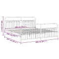 Cadre de lit métal sans matelas et pied de lit blanc 200x200 cm