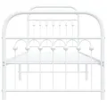 Cadre de lit métal sans matelas avec pied de lit blanc 75x190cm