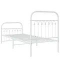 Cadre de lit métal sans matelas avec pied de lit blanc 75x190cm