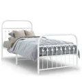 Cadre de lit métal sans matelas avec pied de lit blanc 90x200cm