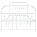 Cadre de lit métal sans matelas avec pied de lit blanc 90x200cm