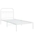 Cadre de lit métal sans matelas avec tête de lit blanc 90x190cm