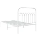 Cadre de lit métal sans matelas avec tête de lit blanc 90x190cm