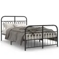 Cadre de lit métal sans matelas avec pied de lit noir 120x190cm