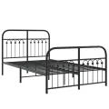 Cadre de lit métal sans matelas avec pied de lit noir 120x190cm