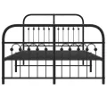 Cadre de lit métal sans matelas avec pied de lit noir 120x190cm