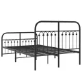 Cadre de lit métal sans matelas avec pied de lit noir 120x190cm