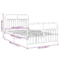 Cadre de lit métal sans matelas avec pied de lit noir 120x190cm