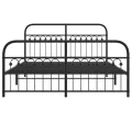 Cadre de lit métal sans matelas avec pied de lit noir 150x200cm