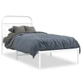 Cadre de lit métal sans matelas avec tête de lit blanc 80x200cm