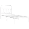 Cadre de lit métal sans matelas avec tête de lit blanc 80x200cm