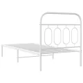 Cadre de lit métal sans matelas avec tête de lit blanc 80x200cm