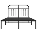 Cadre de lit métal sans matelas avec tête de lit noir 120x200cm