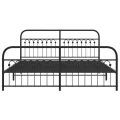 Cadre de lit métal sans matelas avec pied de lit noir 183x203cm