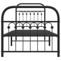Cadre de lit métal sans matelas avec pied de lit noir 75x190 cm
