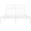 Cadre de lit métal sans matelas et tête de lit blanc 135x190 cm