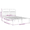 Cadre de lit métal sans matelas et tête de lit blanc 135x190 cm