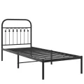 Cadre de lit métal sans matelas avec tête de lit noir 80x200 cm