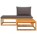 Salon de jardin avec coussins 3 pcs bois massif d'acacia