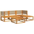 Salon de jardin avec coussins 5 pcs Bois d'acacia solide