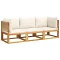 Salon de jardin avec coussins 3 pcs bois massif d'acacia