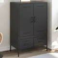 Buffet haut noir 68x39x101,5 cm acier