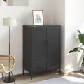 Buffet haut noir 68x39x101,5 cm acier