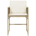 Chaises de jardin avec coussins lot de 4 beige résine tressée
