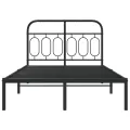 Cadre de lit métal sans matelas avec tête de lit noir 120x200cm
