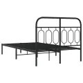 Cadre de lit métal sans matelas avec tête de lit noir 120x200cm