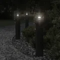 Lampadaires d'extérieur et capteurs 3 pcs noir acier inoxydable
