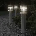 Lampadaires d'extérieur avec capteurs 3 pcs acier inoxydable