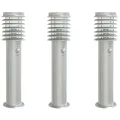 Lampadaires d'extérieur avec capteurs 3 pcs acier inoxydable