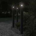 Lampadaires d'extérieur 3 pcs noir 110 cm acier inoxydable