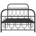 Cadre de lit métal sans matelas avec pied de lit noir 100x190cm